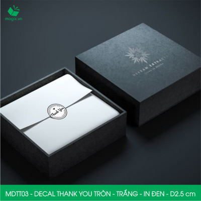 MDTT03 - D2.5cm - 50 Sticker Thank you, decal Thank you tròn dán hộp carton, tem cám ơn, nhãn dán cảm ơn trang trí gói hàng