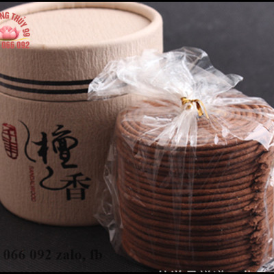 Hộp nhang trầm vòng 48 khoanh làm từ gỗ đàn hương tự nhiên
