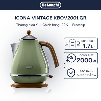 [Hàng chính hãng] Ấm đun nước siêu tốc DeLonghi Icona Vintage KBOV2001 (BG/ GR)