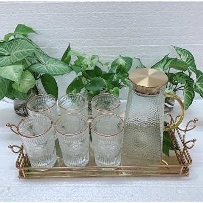 COMBO BỘ BÌNH CỐC THỦY TINH UỐNG NƯỚC CHỊU NHIỆT CAO CẤP LÊN ĐẾN 400 ĐỘ C ( CỐC 360ML, BÌNH ĐÁY VUÔNG)