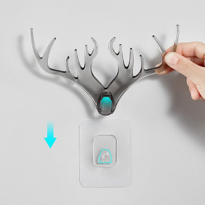 Móc treo dồ dán tường hình huơu, Móc Treo Đồ Vật Dán Tường Sừng Hươu Trong Suốt 18Cm , decor trang trí nhà ở với thiết kế đẹp mắt
