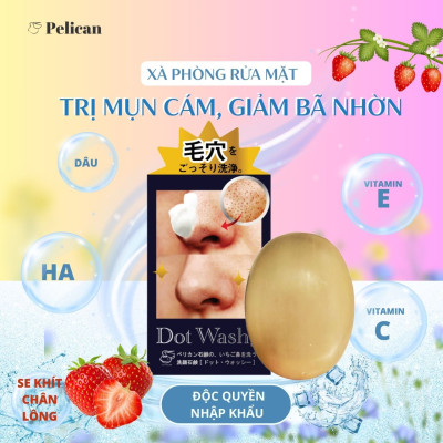 Xà Phòng Rửa Mặt ,Làm Sạch Bã Nhờn Và Mụn Vùng Cánh Mũi Pelican Dot Washy (75G)