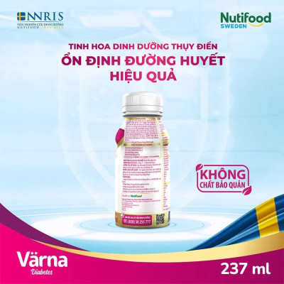Thùng Sữa Bột Pha Sẵn Cho Người Tiểu Đường Värna Diabetes (24 Chai X 237ml) - GI Thấp Ổn Định Đường Huyết