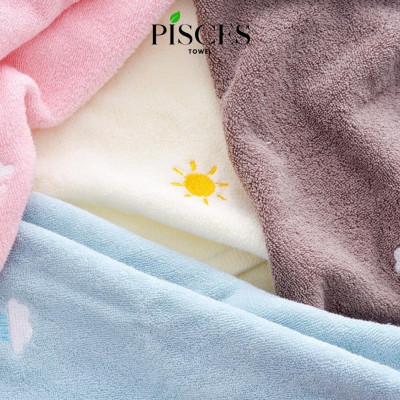 Khăn Mặt PISCES TOWEL 35x75cm Thêu Hình Thời Tiết Cotton Mềm Mại, Khăn Spa Yoga Gym Thể Thao Thấm Hút Mồ Hôi