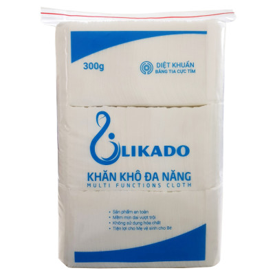 Com bo 4 bịch khăn vải đa năng LIKADO 300g gấp tư  kích thước 14 *20cm (khoảng 270 tờ)