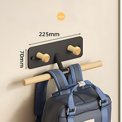 Kệ Treo Tường Thanh Gỗ Dola Home Móc Cặp Sách, Móc Treo Quần áo, Túi Xách, Balo,... Không Khoan Cho Cửa. Kệ Móc Cặp