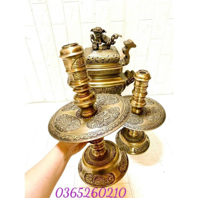 ĐỈNH TAM SỰ 52 CM NẶNG 17 KG  MÀU NÂU CỔ CHẤT LIỆU BẰNG ĐỒNG