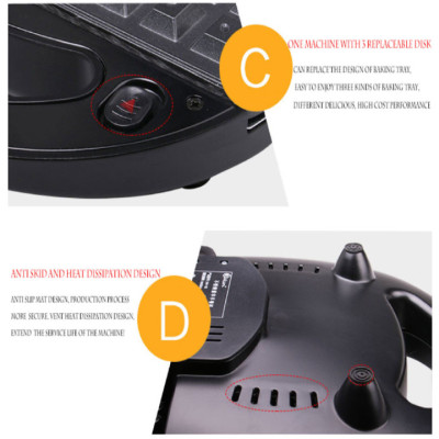 Máy Làm Bánh 3 Trong 1 thương hiệu DSP KC1049 - 3 loại vỉ nướng - Công suất: 750W - Hàng Nhập Khẩu