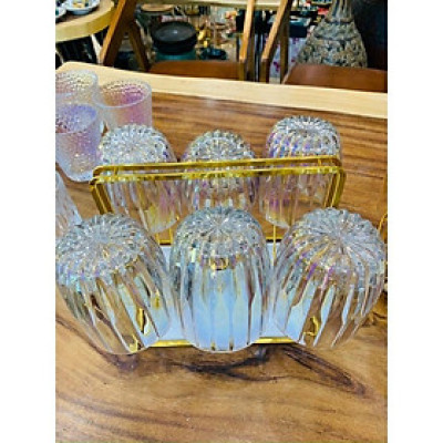 Bộ 6 cốc thủy tinh uống nước vân sọc ánh trai