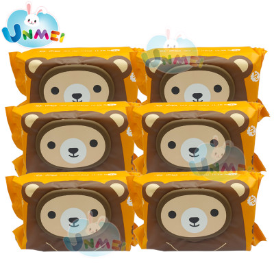 Combo 6 Gói Khăn Ướt AGI Không Mùi Gấu Nâu (100 tờ x 6 gói)