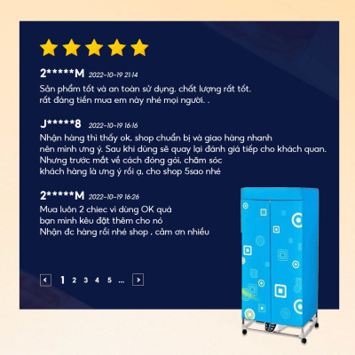 Tủ sấy quần áo khung inox 2 tầng có điều khiển từ xa, sấy quần áo nhanh khô có Bảo hành 12 tháng -  Hàng chính hãng