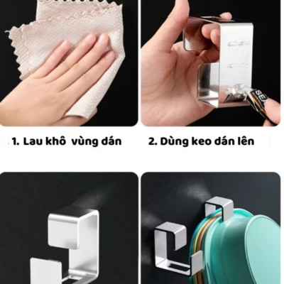 Móc Treo Chậu Inox 304 Gắn Tường Nhà Tắm, Treo Thau, Chậu Giặt, Móc Treo Đồ Đa Năng, Không Khoan Đục. Takyhome 2019