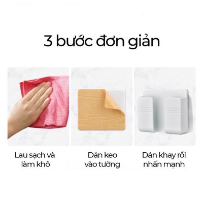 Kệ Dán Tường Để Remote - Giá Đỡ Sạc Điện Thoại Có Móc Treo Giữ Dây Điện- Hàng Chính Hãng MINIIN
