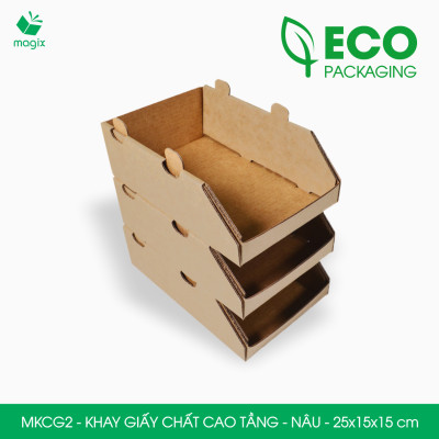 MKCG2 - 25x15x15 cm - 10 Khay giấy chất cao tầng bằng giấy carton siêu cứng, kệ giấy đựng đồ văn phòng, khay đựng dụng cụ, khay linh kiện, kệ phân loại dụng cụ