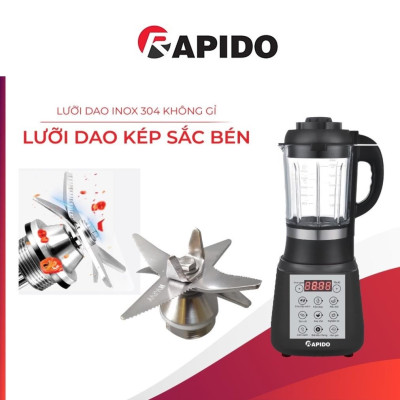 Máy làm sữa hạt Rapido RHB1800D 1000W 1.75L xay nấu đa năng, phù hợp mọi gia đình,BH 12 tháng - Hàng chính hãng