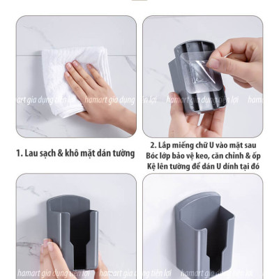 Giá Đỡ Điều Khiển Dán Tường Hamart Kệ Để Remote TV Điều Hoà Quạt Treo Tường Dán Chữ U Siêu Dính