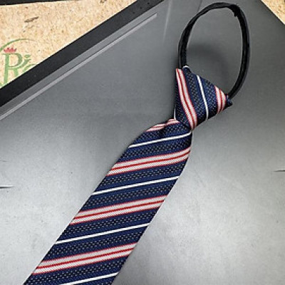 Cà vạt nam mẫu thắt sẵn dây kéo bản nhỏ 6cm mẫu xanh kẻ hồng