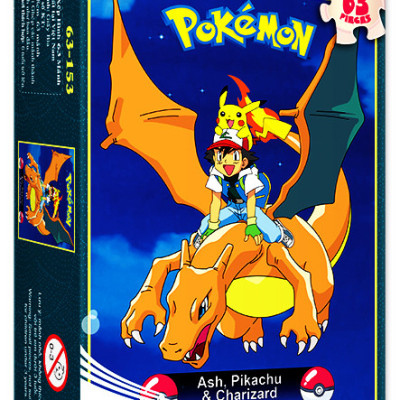 Tranh xếp hình Tia Sáng  Ash,Pikachu & Chariza( 63 mảnh)
