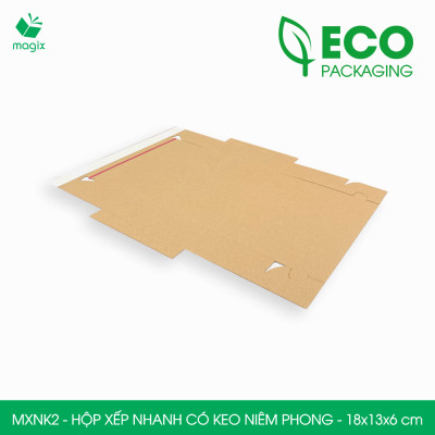 MXNK2 - 18x13x6 cm - 60 hộp carton đóng hàng xếp nhanh có keo niêm phong - Hộp gói hàng, hộp quà