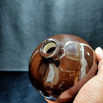 Nậm Rượu 500ML gốm sứ cao cấp mẫu bầu tròn màu nâu bóng - Nậm Đựng Rượu chất lượng đảm bảo (L2)