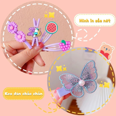 Set 14 kẹp tóc mái nhiều màu dễ thương cho bạn gái
