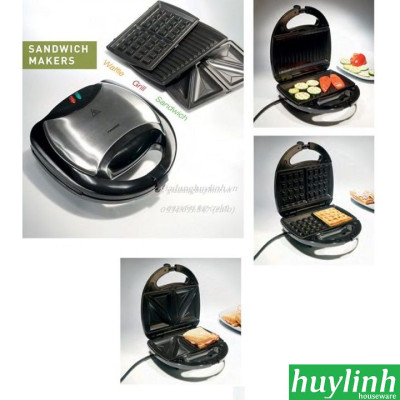 Máy nướng bánh sandwich, hotdog, waffle Tiross TS513 - 3 trong 1 - 750W - Hàng chính hãng