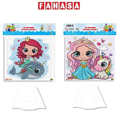 Bộ 2 Tranh Xếp Hình 36 Mảnh Để Bàn 23 x 23 cm - Minh Châu C2-001