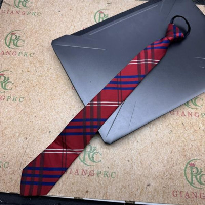 Cà vạt nam mẫu thắt sẵn dây kéo bản nhỏ 6cm mẫu đỏ kẻ xanh caro