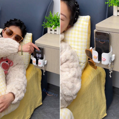 Giá Để Điện Thoại Dán Tường Đa Năng Đựng Điều Khiển Remote Màu Trắng Keo Siêu Dính Tiện Lợi