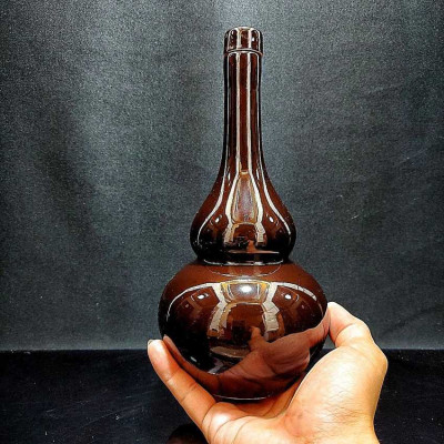 Nậm Rượu 500ML gốm men sứ cao cấp mẫu Hồ Lô cao màu nâu bóng - Nậm Đựng Rượu chất lượng đảm bảo (L1)