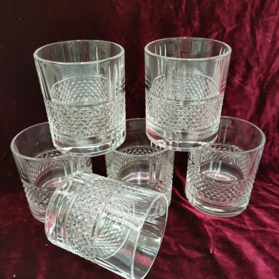 Bộ 6 cố thủy tinh uống nước vân kim cương hạt vàng