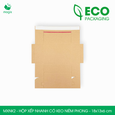 MXNK2 - 18x13x6 cm - 100 hộp carton đóng hàng xếp nhanh có keo niêm phong - Hộp gói hàng, hộp quà