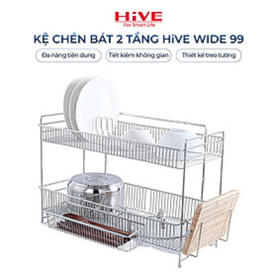 Giá úp chén bát WIDE 99 Shelf 2 Tầng inox Cao Cấp