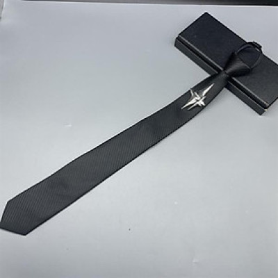 Cà vạt nam màu đen thắt sẵn mẫu kẻ ánh đính sao ánh sáng