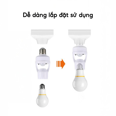 Đui Đèn Cảm Biến Chuyển Động E27, Tự Động Bật Tắt Thông Minh khi có người