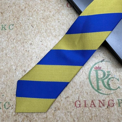 Cà vạt nam mẫu thắt sẵn dây kéo bản nhỏ 6cm màu xanh kẻ vàng lớn