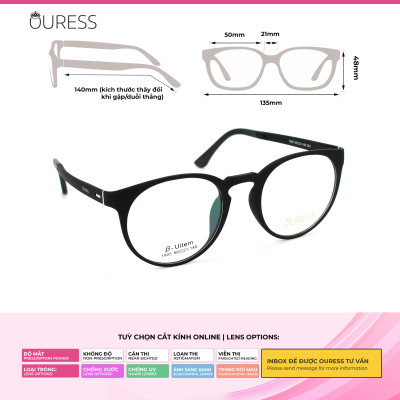 Gọng kính cận 1905 nhựa dẻo ultem thời trang nam nữ mắt kính OURESS