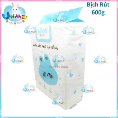 (Bịch Khăn Rút) Khăn Vải Khô Đa Năng Aiko 600g Siêu Mềm Mại, Không Chất Bảo Quản, An Toàn Cho Bé Dạng Rút KT:(19x20cm)