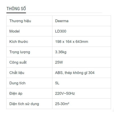 Máy tạo độ ẩm Deerma hàng nhập khẩu - LD300