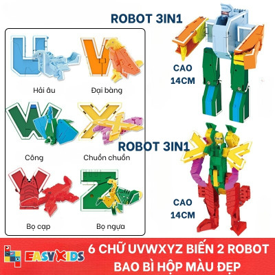Đồ Chơi Bảng 26 Chữ Cái Biến Hình Lắp Ghép Chiến Binh Robot Khủng Long Lớn Sáng Tạo Chữ Số Và Dấu