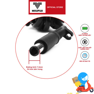 Sạc MISUFUJI dành cho Laptop Dell Vostro Inspiron Latitude XPS 3.34a - công suất 65w - Chân kim to 7.4mm - Tặng kèm dây nguồn - Hàng Nhập Khẩu New Seal