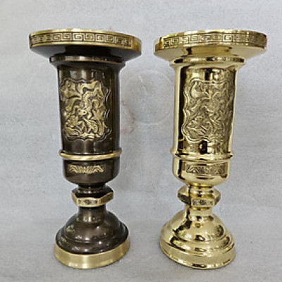 Ống Nhang 29cm, Ống Đựng Nhang, Ống Hương Bằng Đồng Vàng