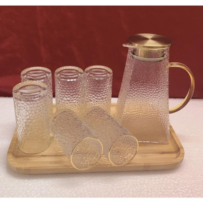 COMBO BỘ BÌNH CỐC THỦY TINH CHỊU NHIỆT CAO CẤP LÊN ĐẾN 400 ĐỘ C KÈM KHAY VÀ GIÁ ÚP CỐC ( BÌNH ĐÁY VUÔNG)