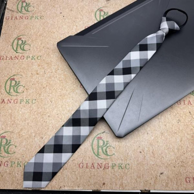 Cà vạt nam mẫu thắt sẵn dây kéo bản nhỏ 6cm mẫu xám caro