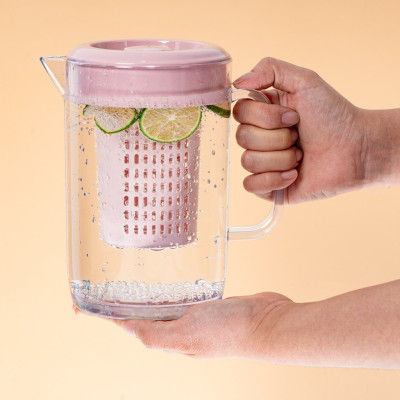 Ca kính uống nước có lọc 1500ml VIỆT NHẬT - Lõi lọc tháo rời, nắp kín - Trà, nước detox hoa quả bỏ tủ lạnh, Bình đựng nước, Bình pha trà có lõi lọc