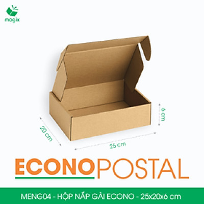 MENG04 - 25x20x6 cm - 60 Hộp carton nắp gài đóng hàng giá rẻ, hộp gói hàng, hộp quà thời trang