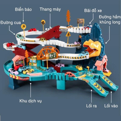 Bộ Đồ Chơi Đường Hầm Khủng Long, Ô Tô Đồ Chơi Cho Bé