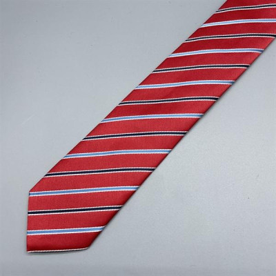 Cà vạt nam bản nhỏ 6cm màu đỏ kẻ mẫu dây kéo thắt sẵn