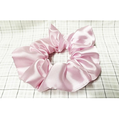 Cột tóc scrunchies vải dày màu hồng ánh kim, đeo cột tóc đều đẹp - loại big size (mẫu mới )