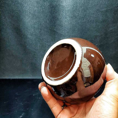 Nậm Rượu 500ML gốm sứ cao cấp mẫu bầu tròn màu nâu bóng - Nậm Đựng Rượu chất lượng đảm bảo (L2)